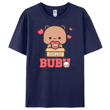 Bubu Dudu Felpa per coppia abbinata Simpatico regalo di anniversario Abbigliamento Uomo Donna Vita quotidiana Maglietta casual in cotone Coppia Orso Tee