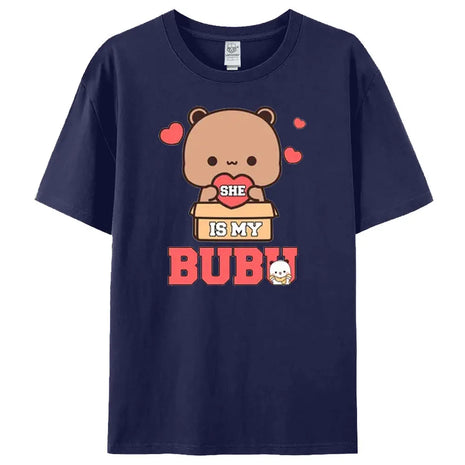 Bubu Dudu Felpa per coppia abbinata Simpatico regalo di anniversario Abbigliamento Uomo Donna Vita quotidiana Maglietta casual in cotone Coppia Orso Tee