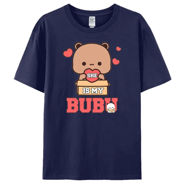Bubu Dudu Matching Couple Sweatshirt Cute Anniversary Gift Men Women Everyday Life Casual Cotton T-shirt Bear Couple Tee