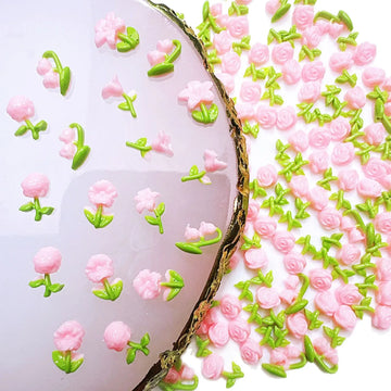 50/100/200Pcs, 5*8mm, Camellia, Rose, Lily of The Valley, Sweet, Flower Series, Nail Accessories, Stereo, DIY