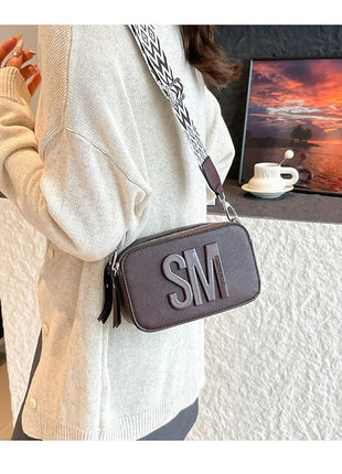 Cross-Border Style Camera Bag Fashionable Retro Women's Shoulder Slant Bag Small Square Bag Street Trend PU Material PlatiNum