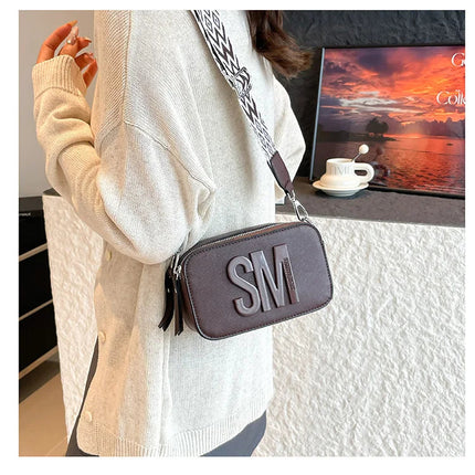 Cross-Border Style Camera Bag Fashionable Retro Women's Shoulder Slant Bag Small Square Bag Street Trend PU Material PlatiNum