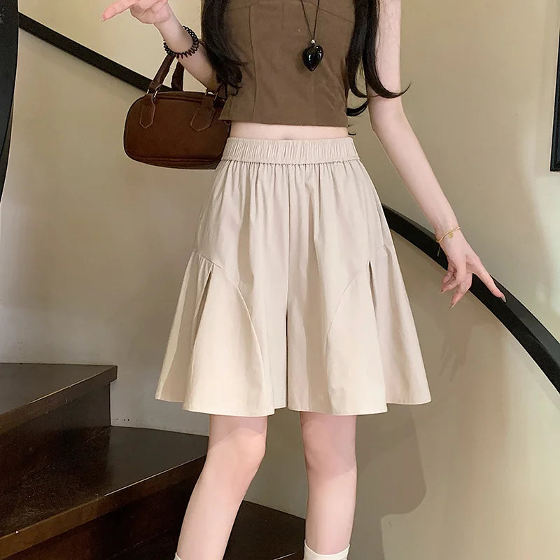 Shorts Womens Woolen High Waist Double Deck Winter Office Lady Mature Classic Elegant Commuter Flannel Warm Formal Workwear