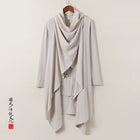 2025 Autunno Uomo Baggy Bello Fresco Trench Stile Cinese Mantello Camicie Moda Casual Lino Irregolar