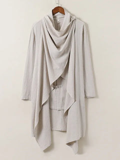 2025 Autunno Uomo Baggy Bello Fresco Trench Stile Cinese Mantello Camicie Moda Casual Lino Irregolar