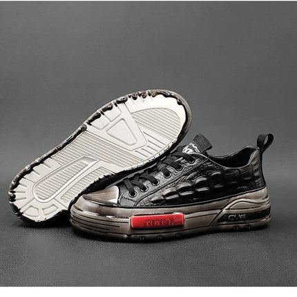 New Designers Genuine Leather Alligator Pattern All Match Sneaker For Men Casual Shoes Flats Walking Footwear Zapatos Hombre