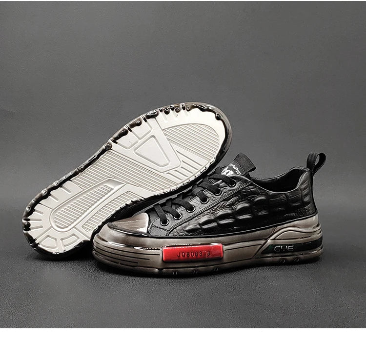 New Designers Genuine Leather Alligator Pattern All Match Sneaker For Men Casual Shoes Flats Walking Footwear Zapatos Hombre