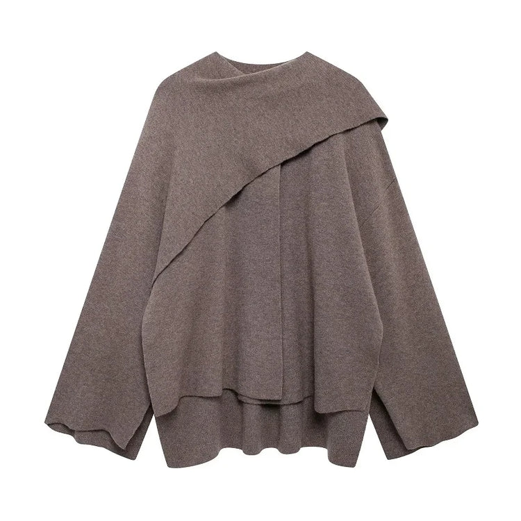 MUJER Cape Coat Women Scarf Collar Ponchos Women 2025 Shawl Long Sleeve Winter Woman Ponchos Cloak Knitted Cardigan for Women