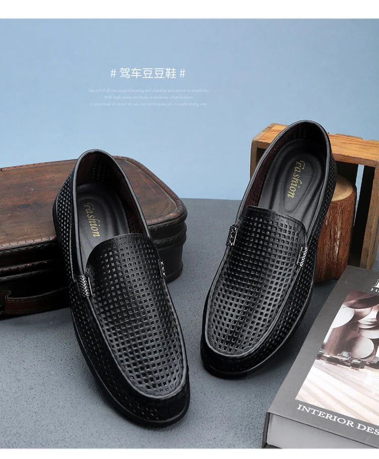 2025 Estate Scava Fuori Penny Mocassini Da Uomo Scarpe Da Barca Traspirante Uomo Mocassini In Pelle Slip On Appartamenti Mens Casual Scarpe Da Guida