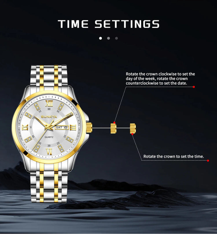 SUNKTA Orologio da Donna con Diamanti, Moda Creativa, Acciaio Impermeabile, Orologio al Quarzo Casual Luminoso con Bracciale platinumshop