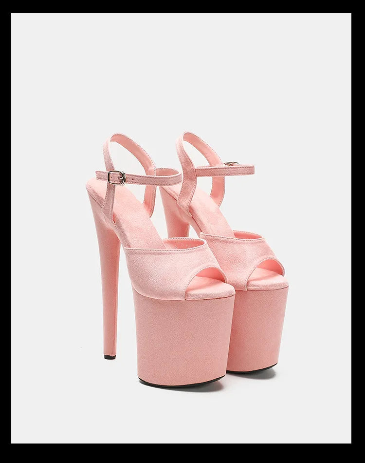 Purple Super High Heel Nightclub Stage Shoes Women 20CM Stiletto Suede Pole Dance Sandals Model Catwalk Show Summer High Heels