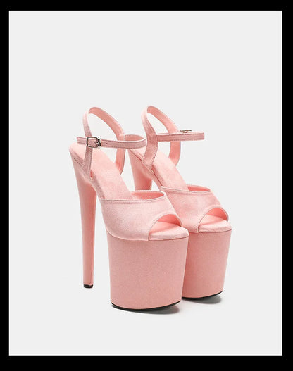 Purple Super High Heel Nightclub Stage Shoes Women 20CM Stiletto Suede Pole Dance Sandals Model Catwalk Show Summer High Heels