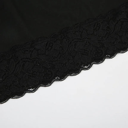 Halbkörperrock mit Sommersaum für Damen mit Spitzennaht und schwarzem, schmalen Halbkörperrock, sexy Disko-Hottie-Minirock-Kleid mit transparentem Unterrock