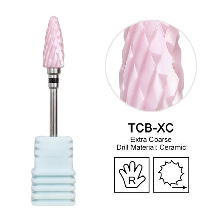 Pink Ceramic Carbide Nail Drill Bits Milling Cutter For Gel Polish Remover Electric Nail Machine Polishing Peeling File Home Salon Manicure Pedicure Accessories