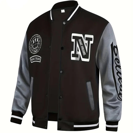 American Hip Hop Baseball Jersey Jacket Man Letter Splicing Embroidery Baseball Uniform Autumn Anti-Wind Bomber Coat Men Clothes
