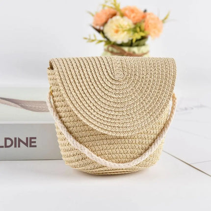 Fashionable Shell-Shaped Straw Bag, Handmade Straw Bag, Summer Beach Bag for Children