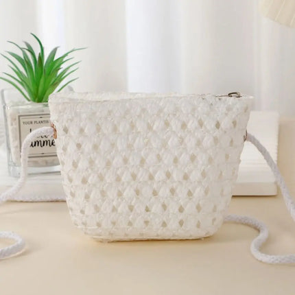 Fashionable Shell-Shaped Straw Bag, Handmade, Summer Beach Bag, Shoulder Bags for Children