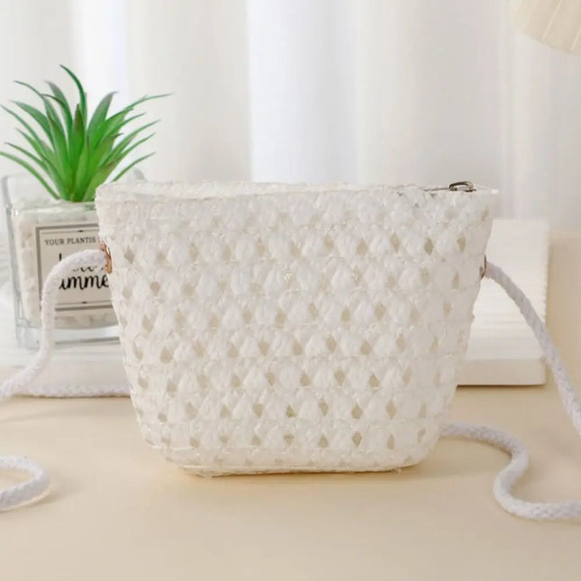 Borsa di Paglia alla Moda a Forma di Conchiglia, Fatta a Mano, Borsa da Spiaggia Estiva, Borse a Tracolla per Bambini