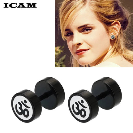 ICAM 1 paio di semplici manubri in acciaio inossidabile uomo/donna orecchini a bottone stile Punk moda acciaio 316L gioielli da uomo regalo 3 colori platinumshop