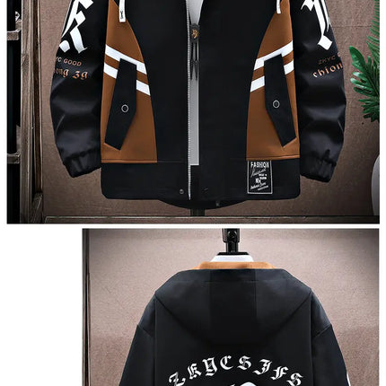 Men's Casual Hooded Jackets Autumn Patchwork Thin Coats Outwear Top Windbreaker Streetwear Clothing Plus Size