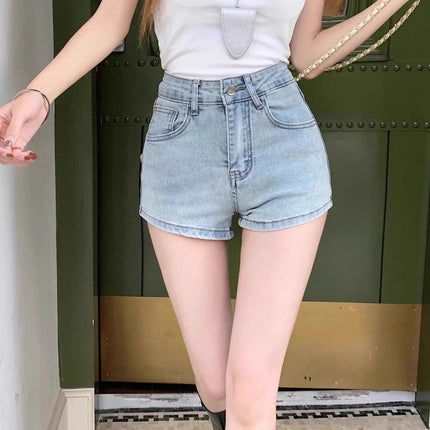 Women's Y2K Sexy Denim Shorts Petite High Waist Hip Lifting Shorts Slim Summer Hot Pants with 3D Bow Personality Detail