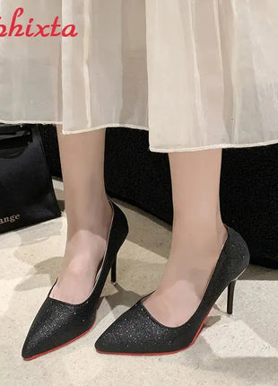 Aphixta Oro Argento Nero Décolleté con tacco alto a spillo da 3,54 pollici Décolleté da donna per tutte le stagioni Scarpe da festa con punta a punta di grandi dimensioni 49 50 platinumshop