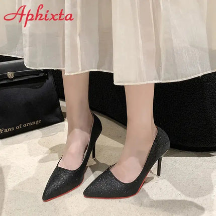 Aphixta Oro Argento Nero Décolleté con tacco alto a spillo da 3,54 pollici Décolleté da donna per tutte le stagioni Scarpe da festa con punta a punta di grandi dimensioni 49 50 platinumshop