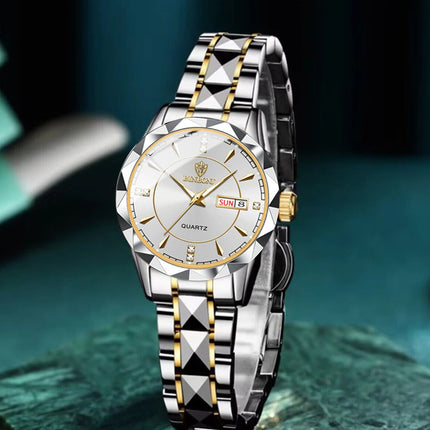 BINBONG Orologi da donna Orologio al quarzo da donna di moda di lusso Orologio da polso in acciaio inossidabile con data luminosa impermeabile Regalo per gli amanti della fidanzata platinumshop