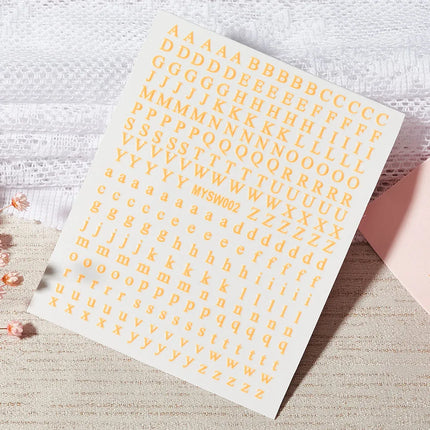 1PC 26-English Alphabet Number 3D Self-adhesive Nail Art Decal Sticker Word Small Letter Nail Decals Sticker Manicure Decoration