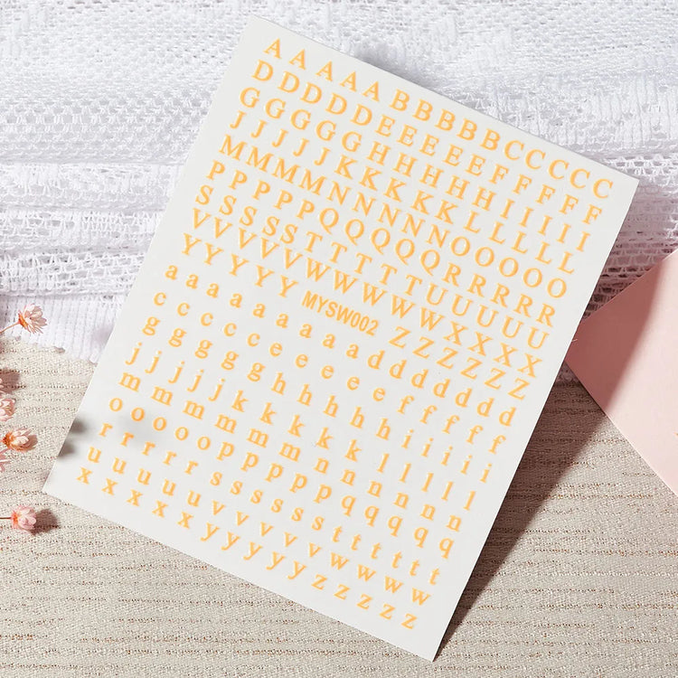 1PC 26-English Alphabet Number 3D Self-adhesive Nail Art Decal Sticker Word Small Letter Nail Decals Sticker Manicure Decoration