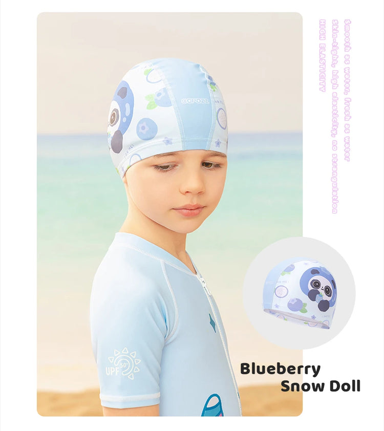 COPOZZ Cuffia da nuoto per bambini in cartone animato Bambini PU Protezione per le orecchie impermeabile Cappello da nuoto Cappelli da bagno elastici Cuffie da piscina per ragazzi Ragazza