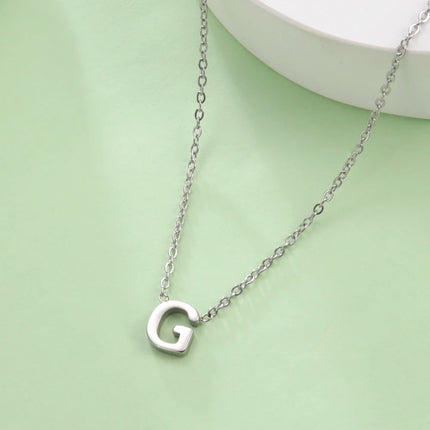 Skyrim Stainless Steel A-Z Initial Letter Necklace for Women Trend Minimalist Alphabet Choker Neck Chain Jewelry Birthday Gift PlatiNum