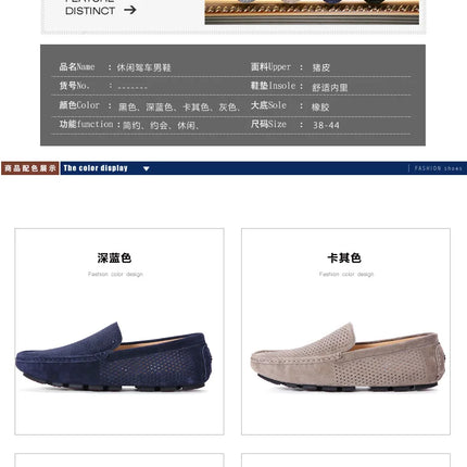 Mocassini da Uomo in Pelle Scamosciata Traspiranti Estivi, Scarpe da Guida di Lusso, Nuove Calzature Casual da Uomo