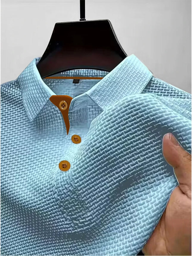 T-shirt da uomo a maniche corte da uomo con risvolto estivo in seta ghiacciata