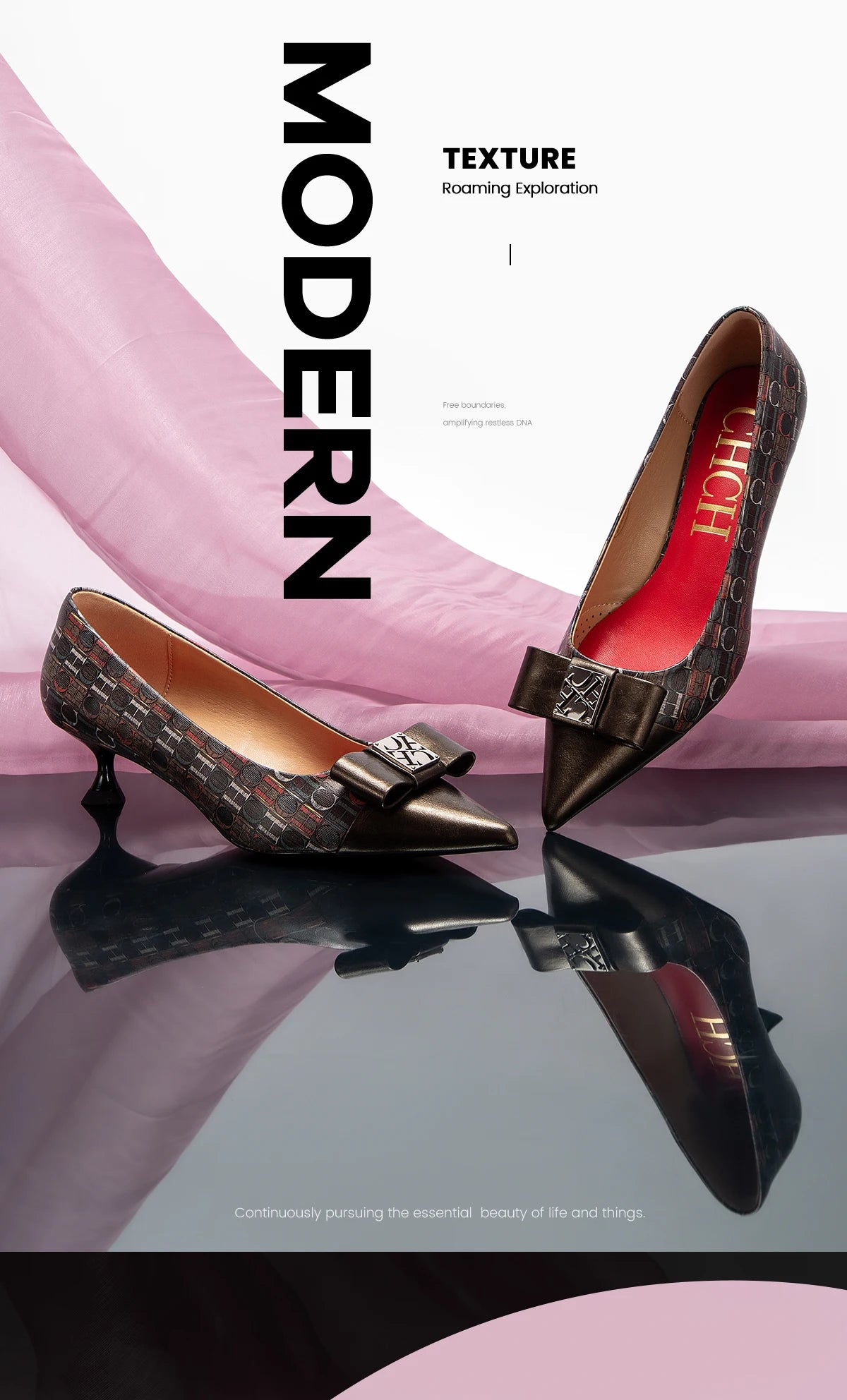 High-Heeled Shoes Elegant Fashion Female Commuting Low Heeled Shoes British Style Patchwork Design Lady Pointed Shoes