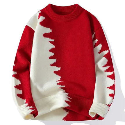 Dragon Graffiti Color blocked Fashion Knitted Sweaters Men's Knitwear Warm Pullover High Quality Mens Casual Loose Male Jumpers