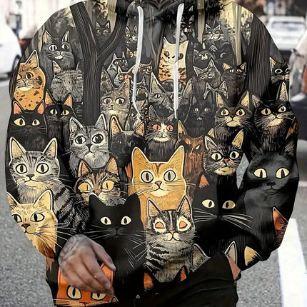 Cat Graphic Hoodies For Men Women Streetwear Cute Fashion 3d Printing Animal Cat Hoodies Oversized Unisex Harajuku Sweatshirt