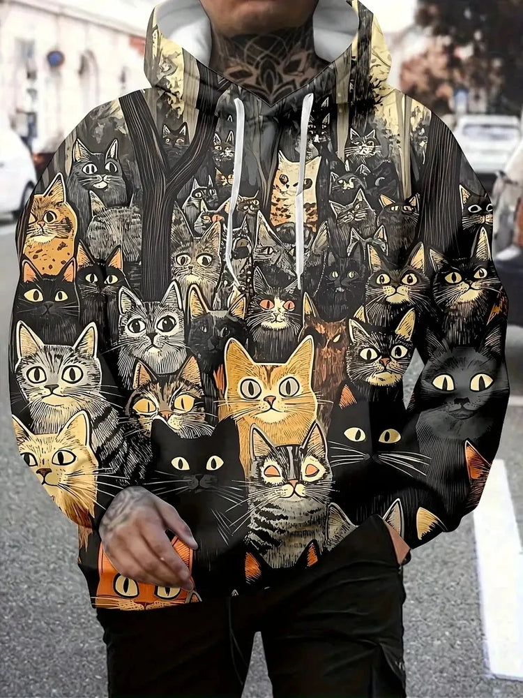 Cat Graphic Hoodies For Men Women Streetwear Cute Fashion 3d Printing Animal Cat Hoodies Oversized Unisex Harajuku Sweatshirt