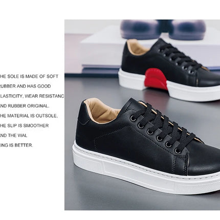 Hot Men's Casual Shoes Leather Sneakers Fashion White Black Male Vulcanized Shoes Non-slip Soft Men Shoes Lightweight Flat Shoe