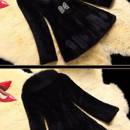 2026 Autumn/Winter New Imitation Fur Coat Middle Aged Mother Thicken Warm Fur Collar Coats Women's Medium Length Slim Overcoat