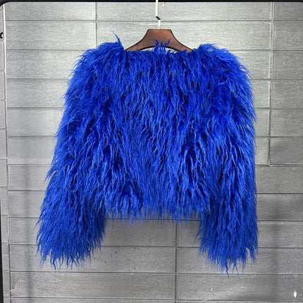 ZADORIN New Mongolian Fur Cropped Faux Fur Coat Woman Winter Clothes Fashion Short Fur Coats Fluffy Faux Fur Jacket Crop Tops