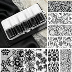 10 Rolls 2.5*50cm Black White Lace Flower Transfer Foil Adhesive Nail Full Wraps DIY Manicure Decoration Professional Nail Art Styling Tool