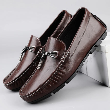 Scarpe Casual da Uomo in Vera Pelle, Mocassini di Lusso Traspiranti, Slip-on, Scarpe da Guida, Calzature Business