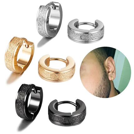Orecchini a cerchio in acciaio inossidabile con glassa larga 2 pezzi orecchini rotondi neri per donna uomo Punk Vintage Circle Earring Jewelry Statement platinumshop