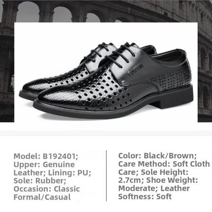 Sandali da uomo in pelle Pelle bovina traspirante Scava fuori Design Scarpe slip-on casual estive Comoda suola in gomma antiscivolo
