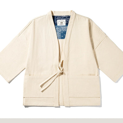 Sports Jacket, Japanese Retro Shirt, Shoulder Length Sportswear, Loose Seven Quarter Sleeves, Solid Color Casual Cardigan