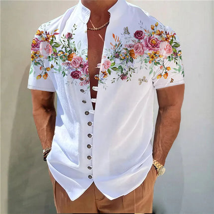 Men's Shirts New Printed Button-Down Shirt Fashion Collar Loose Fit Men's Shirts Casual Streetwear Comfortable