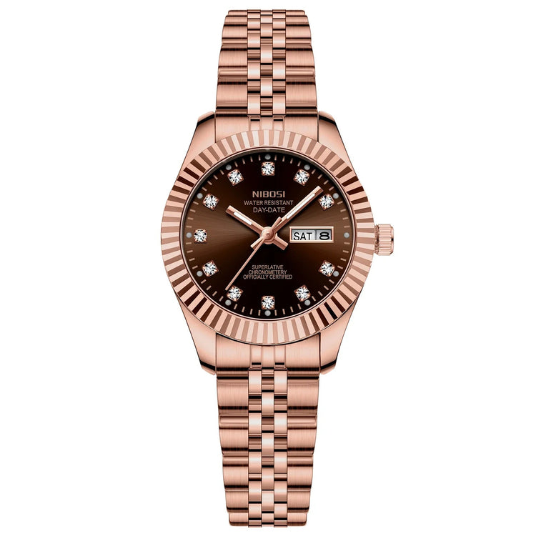 NIBOSI Orologi da donna con diamanti Orologio da donna casual di moda di lusso delle migliori marche Orologio da donna con data settimanale automatica impermeabile Reloj platinumshop