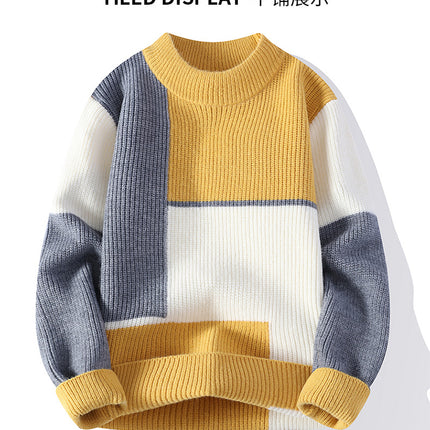 Color Matching Winter Knitted Sweater High-quality New Pullover Loose and Warm Thick Street Autumn Wool 2023 New
