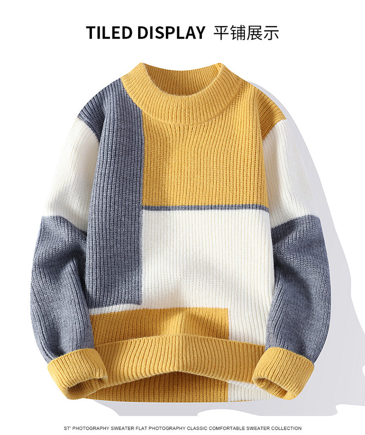 Color Matching Winter Knitted Sweater High-quality New Pullover Loose and Warm Thick Street Autumn Wool 2023 New